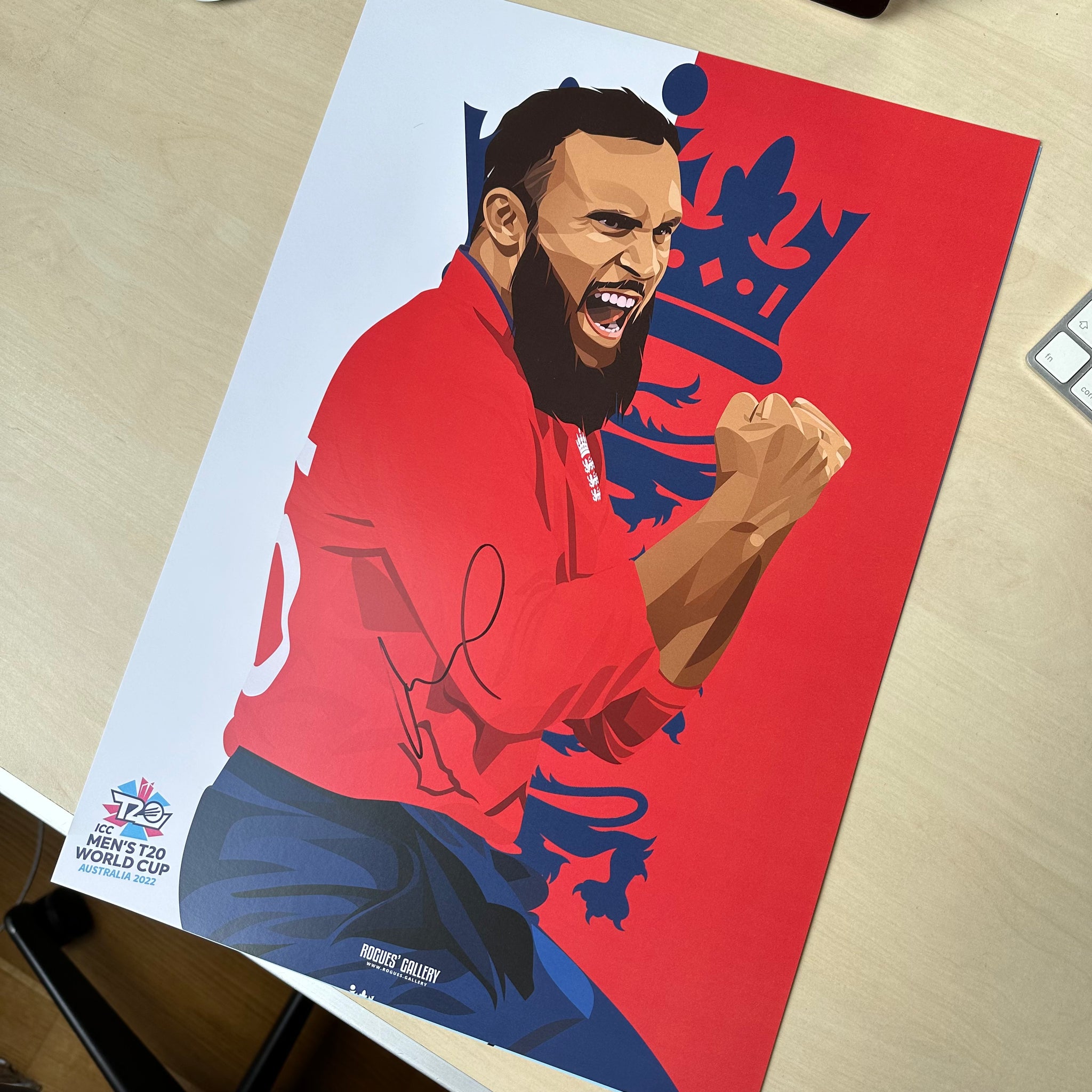 Adil Rashid - England T20 World Champions 2022 - Signed A3 Prints