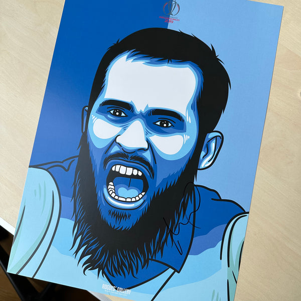 Adil Rashid Cricket World Cup Winner 2019 - Get Behind The Lads Signed A3 Print