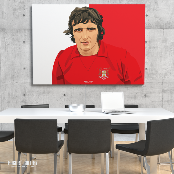 Ian Storey-Moore Nottingham Forest retro striker A0 print