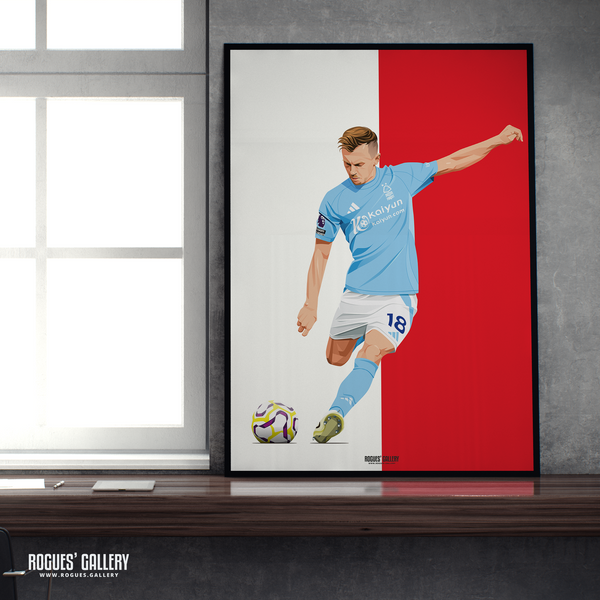 James Ward-Prowse Nottingham Forest midfield Red A2 print England