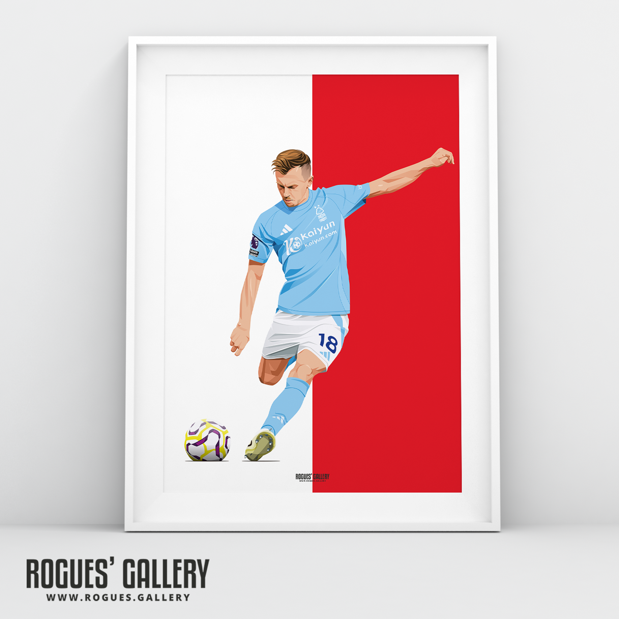 James Ward-Prowse Nottingham Forest midfield Red A3 print England