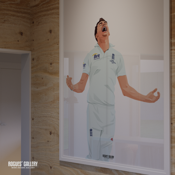 Jimmy Anderson signed England Cricket memorabilia bowler celebrates poster Test 