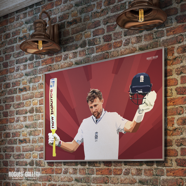 Signed Joe Root England cricket memorabilia legend salute 100 poster