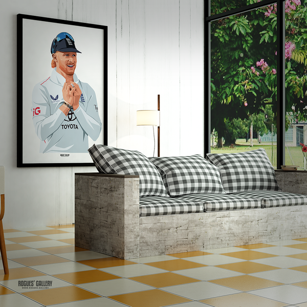 Jordan Cox England cricket batter art print by Rogues' Gallery