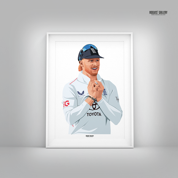 Jordan Cox England cricket batter print – framed print mockup