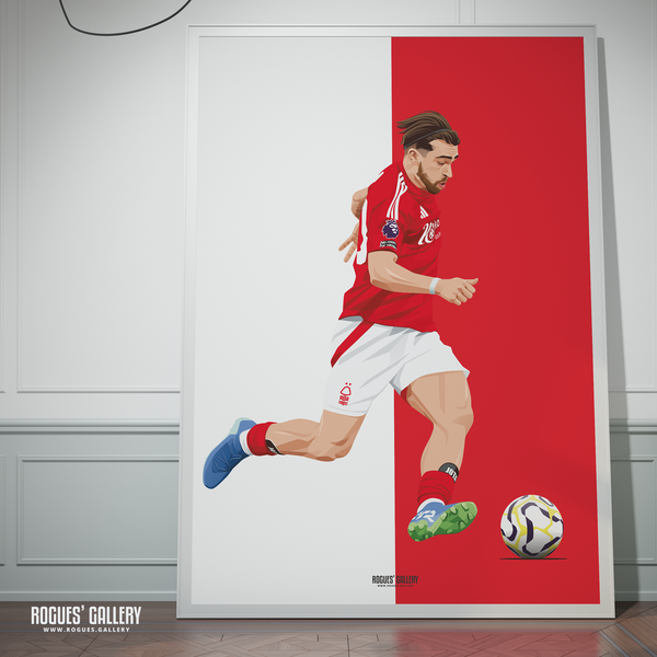 Jota Silva Nottingham Forest forward Red City Ground A0 print