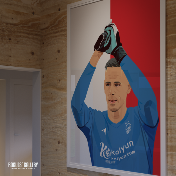 Matz Sels Nottingham Forest goalkeeper poster Belgium save