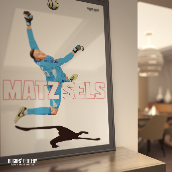 Matz Sels save Nottingham Forest goalkeeper signed poster Belgium