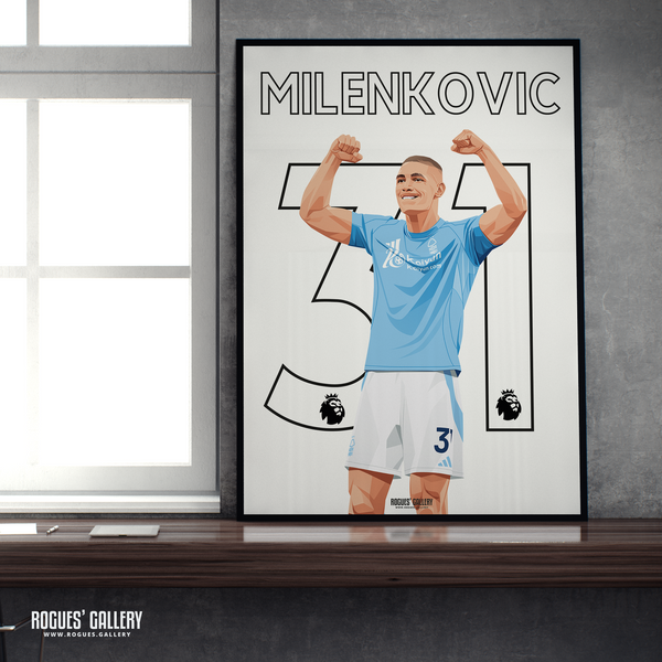 Nikola Milenkovic defender Serb Nottingham Forest 31 A2 print