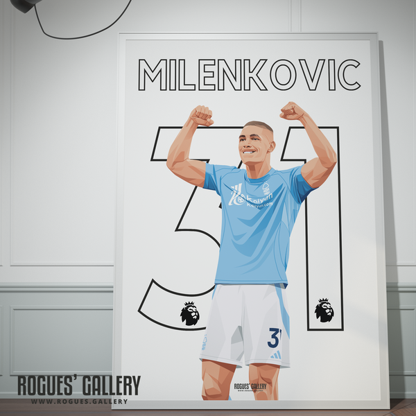 Nikola Milenkovic defender Serb Nottingham Forest 31 A0 print