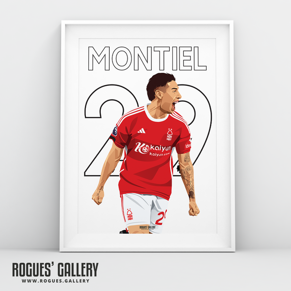 Gonzalo Montiel Nottingham Forest full back 29 A3 print Argentina celebration