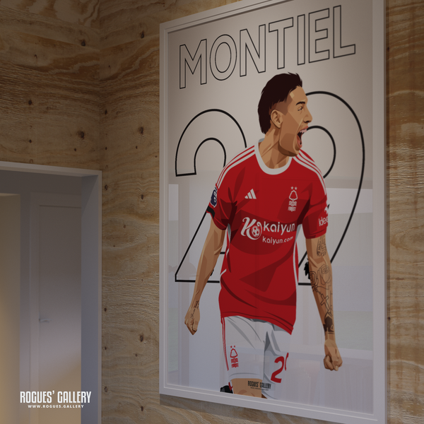 Gonzalo Montiel memorabilia Nottingham Forest full back 29 signed poster Argentina celebration