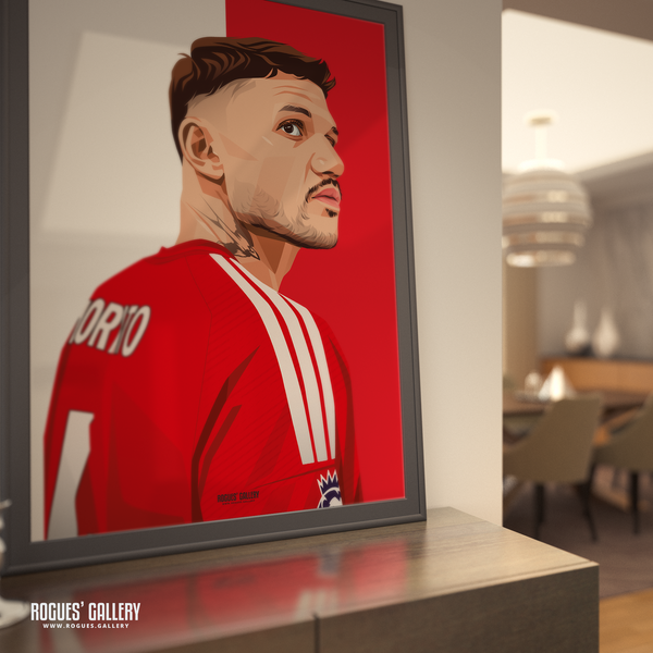 Morato Nottingham Forest centre half Red A0 print