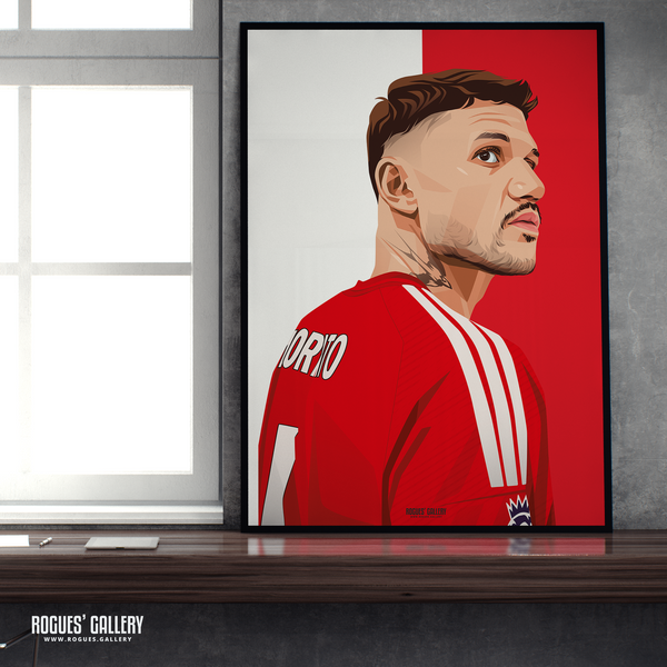 Morato Nottingham Forest centre half Red A2 print