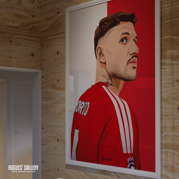 Morato Nottingham Forest centre half Red rare poster