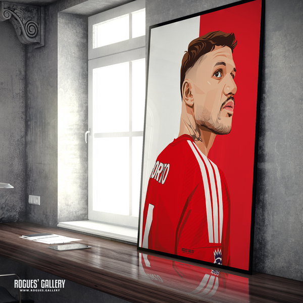 Morato Nottingham Forest centre half Red A1 print