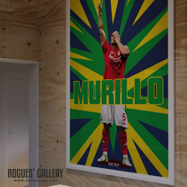 Murillo signed Nottingham Forest goal celebration poster Brazil colours