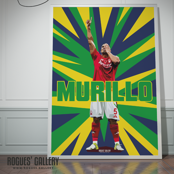 Murillo Nottingham Forest goal celebration A0 print Brazil colours