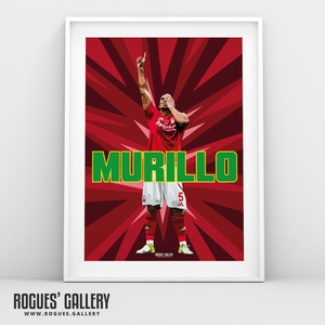 Murillo Nottingham Forest goal celebration A3 print red 