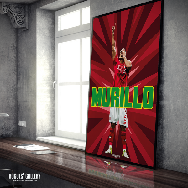 Murillo Nottingham Forest goal celebration A1 print red 