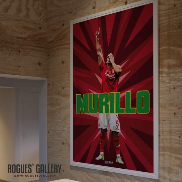 Murillo Nottingham Forest goal celebration poster red 