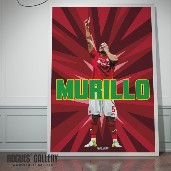 Murillo Nottingham Forest goal celebration A0 print red 