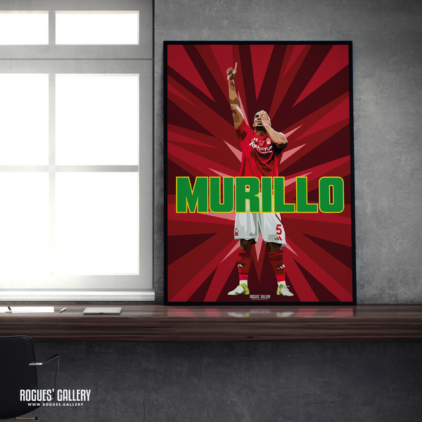 Murillo Nottingham Forest goal celebration A2 print red 