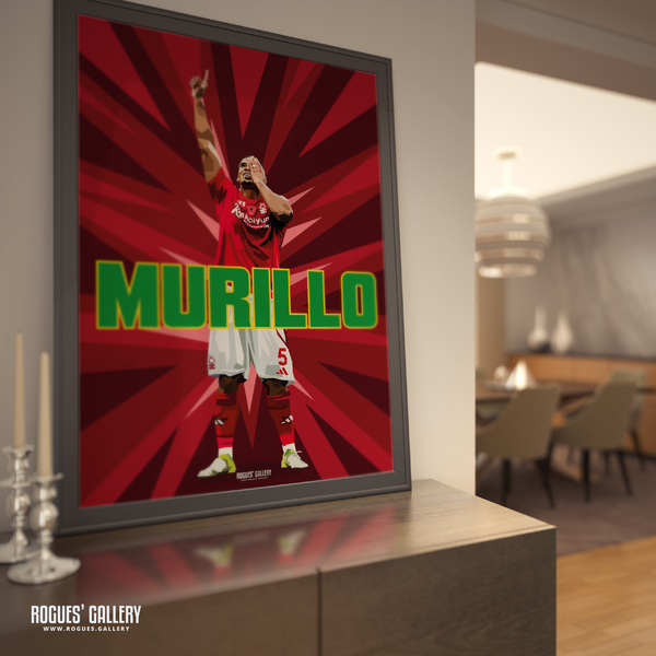 signed Murillo Nottingham Forest goal celebration poster red 