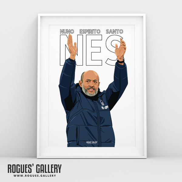 Nuno Espirito Santo Nottingham Forest  coach name A3 print