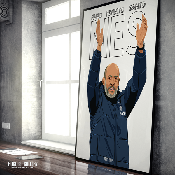 Nuno Espirito Santo Nottingham Forest  coach name A1 print