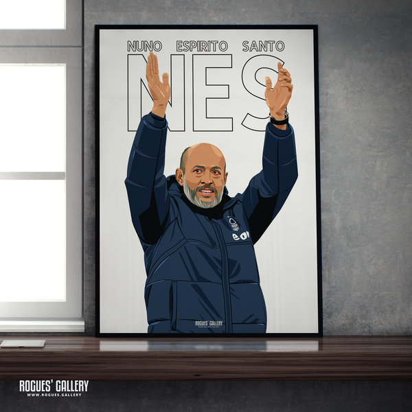 Nuno Espirito Santo Nottingham Forest  coach name A2 print