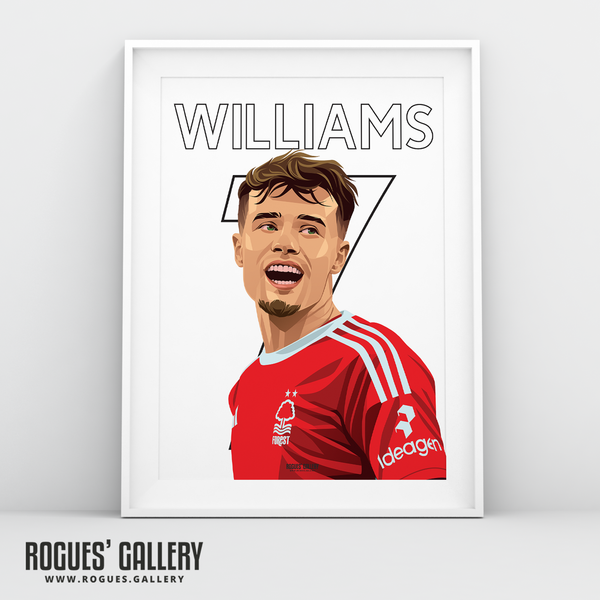 Neco Williams Welsh Nottingham Forest full back 7 A3 print