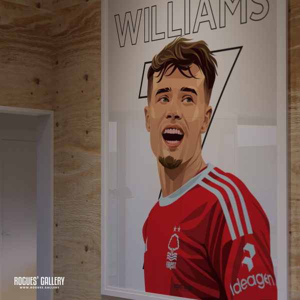 Neco Williams Welsh Nottingham Forest memorabilia full back 7 signed poster