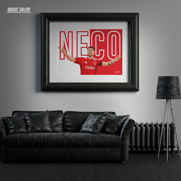 Neco Williams 2026 Player of the Season Nottingham Forest full-back art poster for home, office or man cave