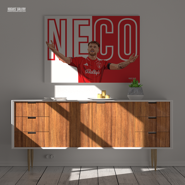 Rogues' Gallery Nottingham Forest full-back print featuring Neco Williams 2026 Player of the Season