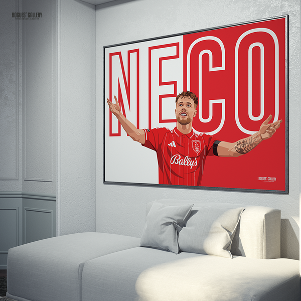 Neco Williams 2026 Player of the Season Nottingham Forest full-back print in A3, A2, A1 and A0 sizes – alternative view