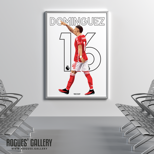 Nicolas Dominguez Nottingham Forest memorabilia midfield 16 poster