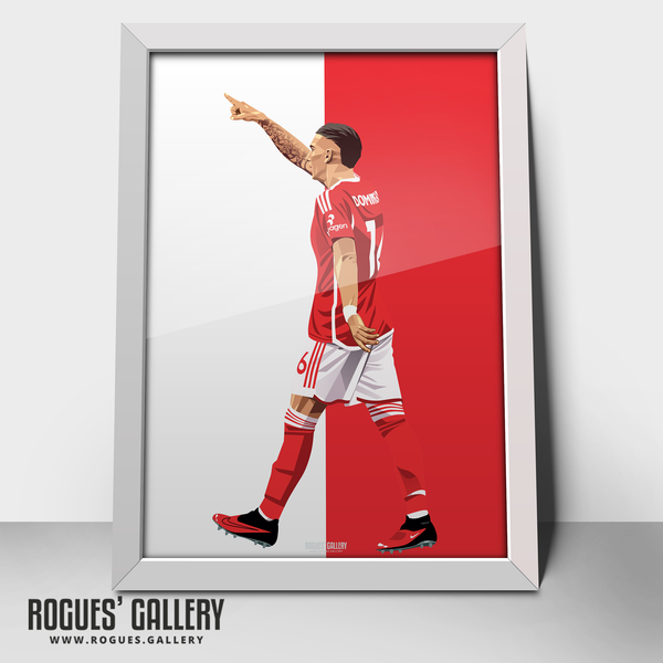 Nicolas Dominguez Nottingham Forest midfielder A2 print Argentina