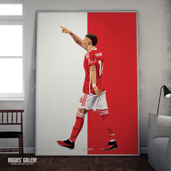 Nicolas Dominguez - Nottingham Forest - A0, A1, A2 or A3 Red & White Prints