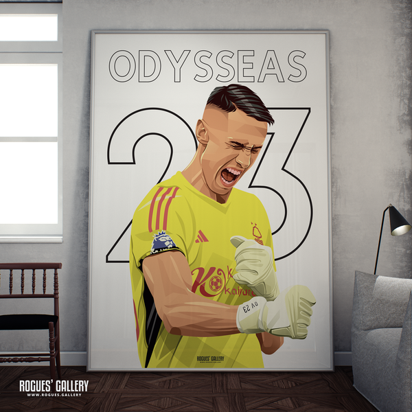 Odysseas Vlachodimos - Nottingham Forest - A0, A1, A2 or A3 Name & Number Prints (Odysseas Version)