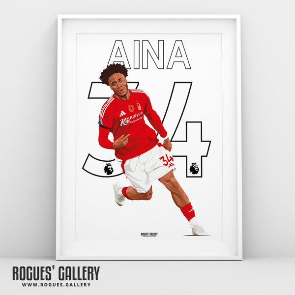 Ola Aina Nottingham Forest full back 34 A3 print Nigeria goal