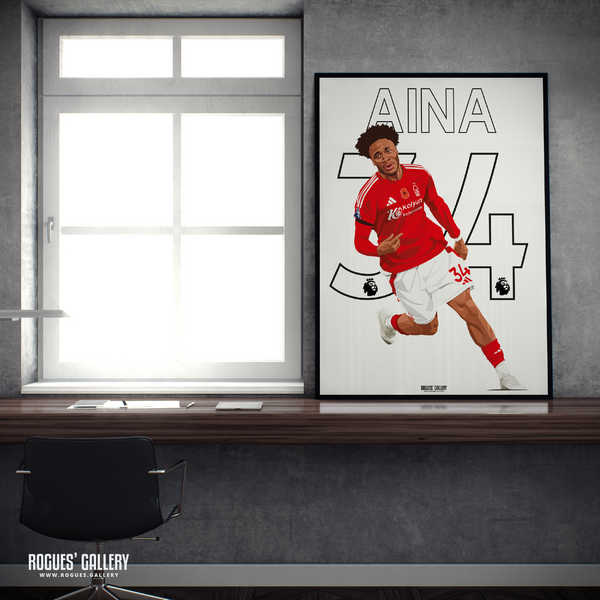 Ola Aina Nottingham Forest full back 34 A2 print Nigeria goal