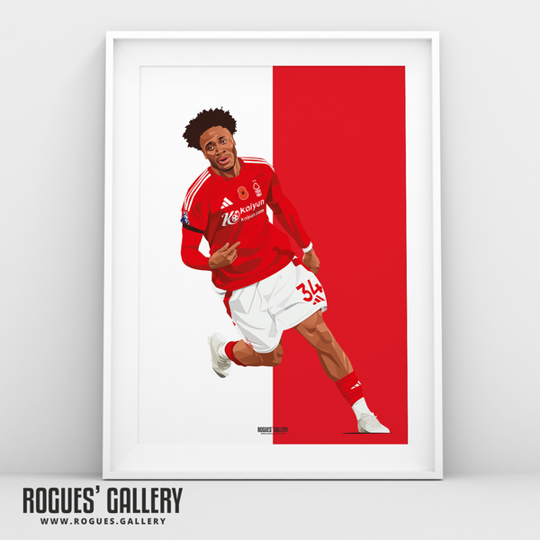 Ola Aina Nottingham Forest full back Reds A3 print goal celebration