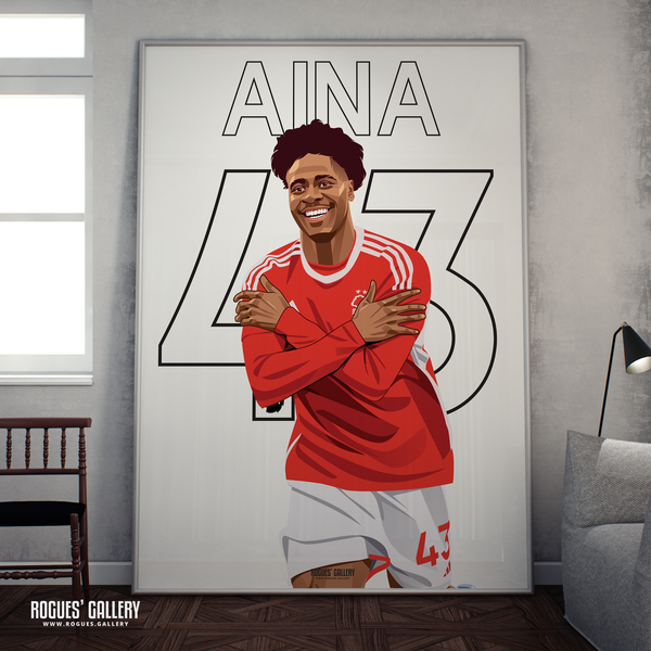 Ola Aina 43 Nottingham Forest full back A0 print