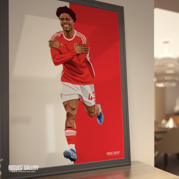 Ola Aina goal signed Nottingham Forest memorabilia wing back poster red