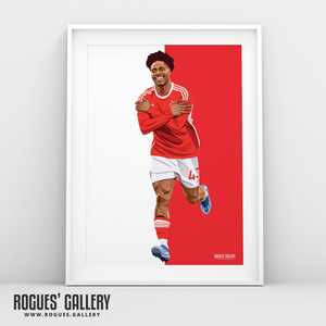 Ola Aina Nottingham Forest full back A3 print red