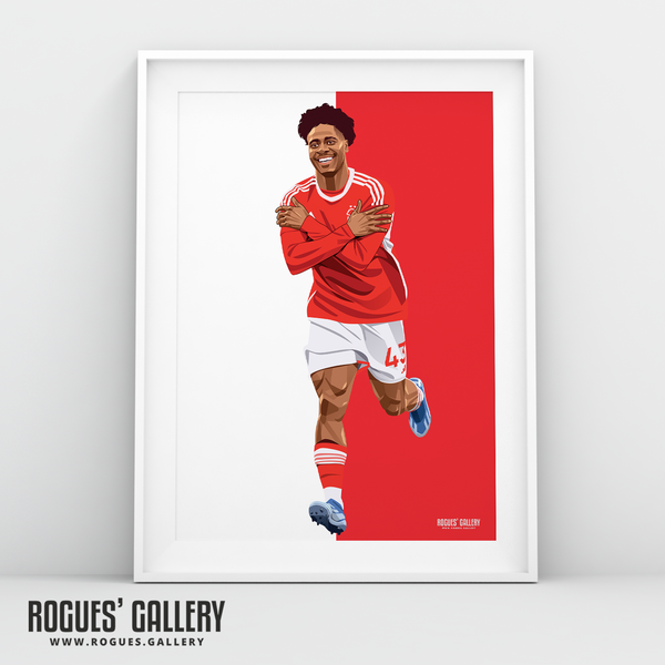 Ola Aina Nottingham Forest full back A3 print red