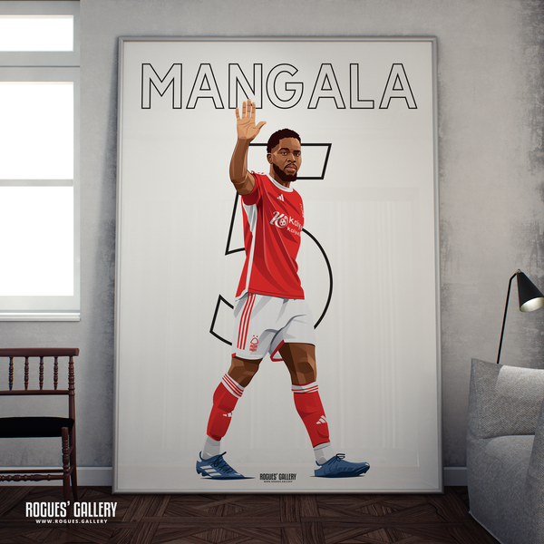 Orel Mangala - Nottingham Forest - Signed A3 Name & Number Prints