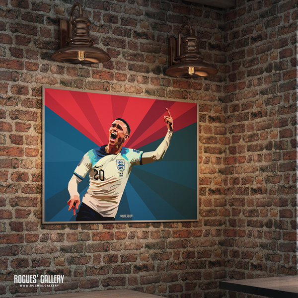 Phil Foden England Manchester City Euro 2024 A0 print goal art