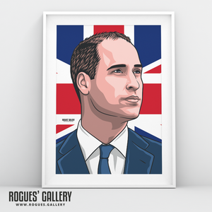 William HRH The Prince of Wales modern portrait A3 print union flag
